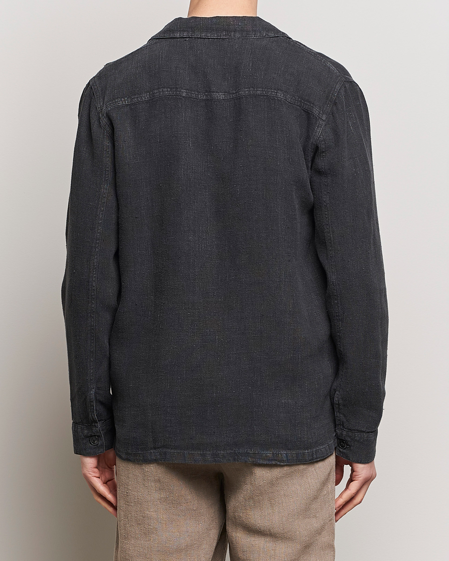 Mies | Kauluspaidat | A Day's March | Bangher Linen Overshirt Black