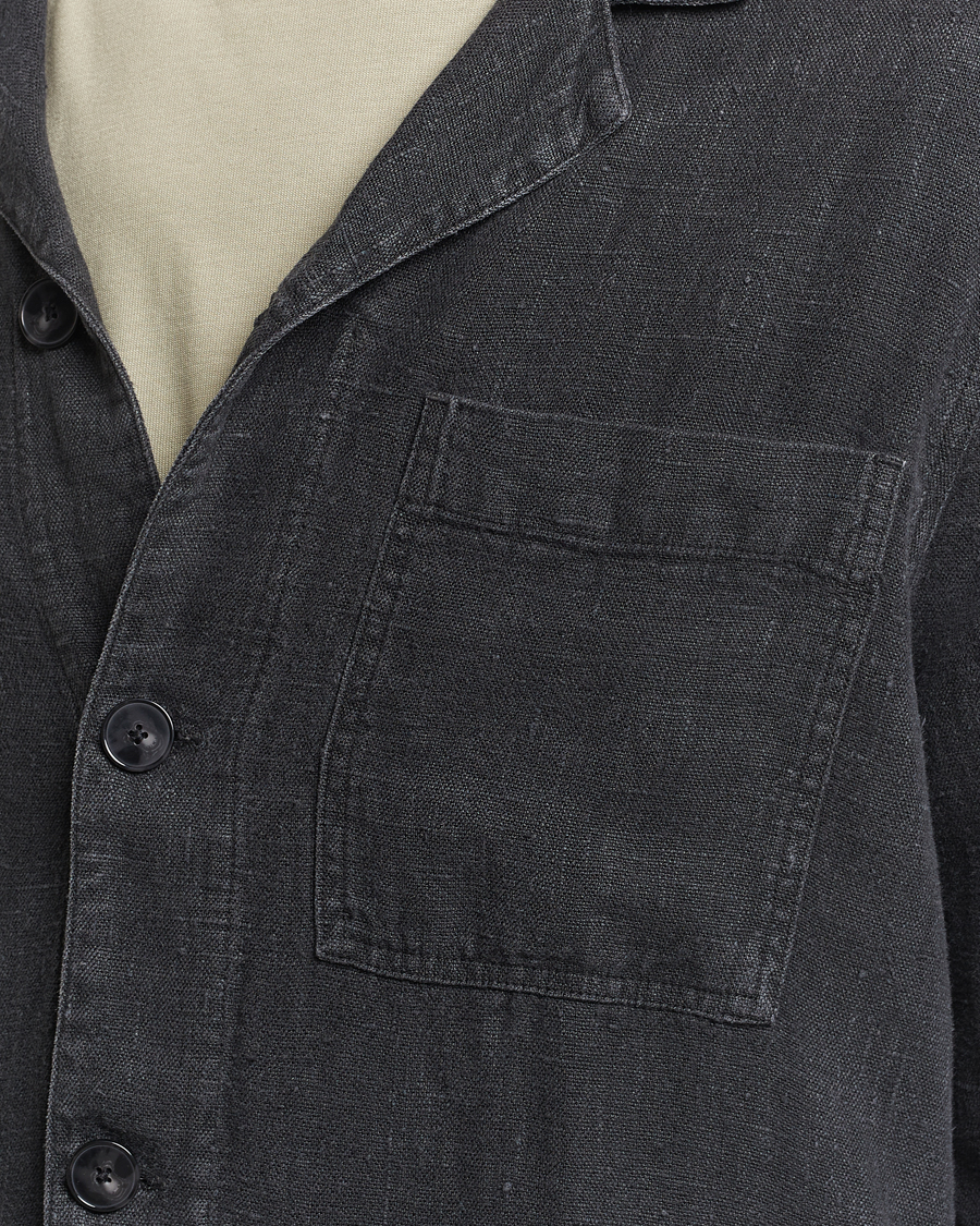 Mies | Kauluspaidat | A Day's March | Bangher Linen Overshirt Black