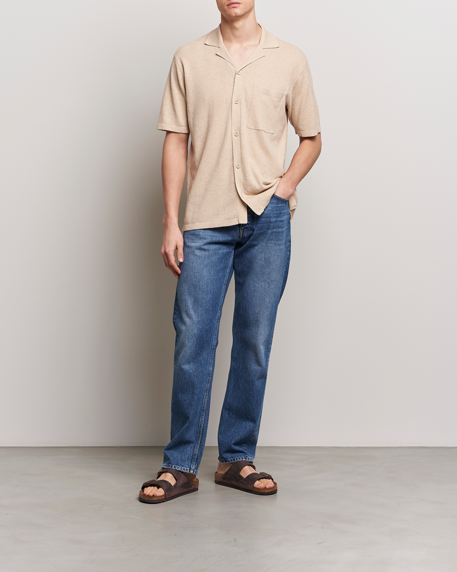 Mies | Kauluspaidat | A Day's March | Yamu Knitted Herringbone Shirt Oyster