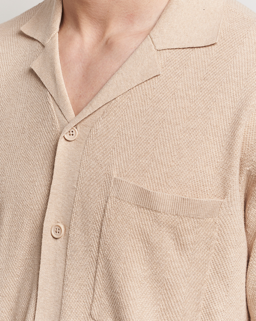 Mies | Kauluspaidat | A Day's March | Yamu Knitted Herringbone Shirt Oyster