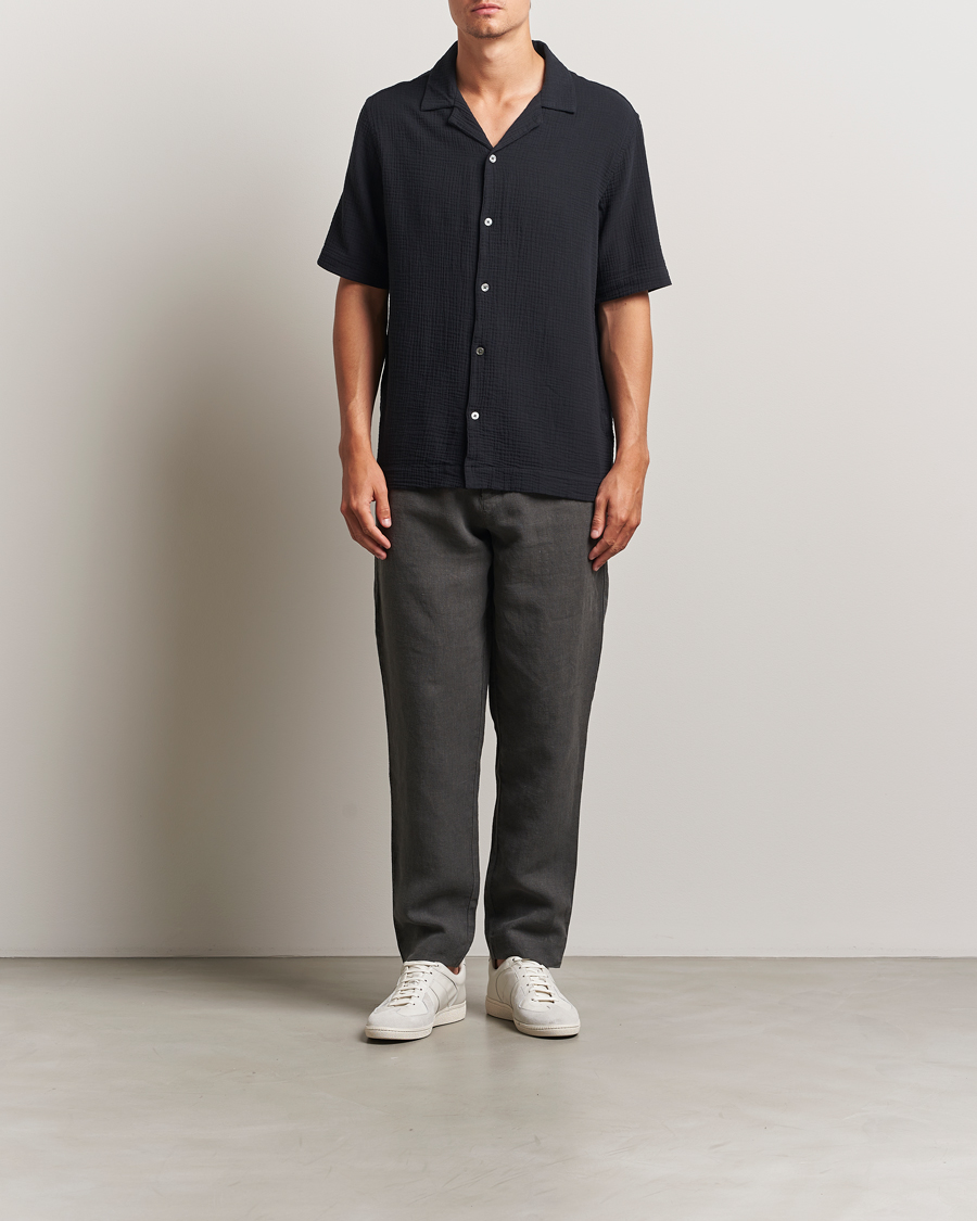 Mies | Kauluspaidat | A Day's March | Clapton Structured Cotton Shirt Off Black