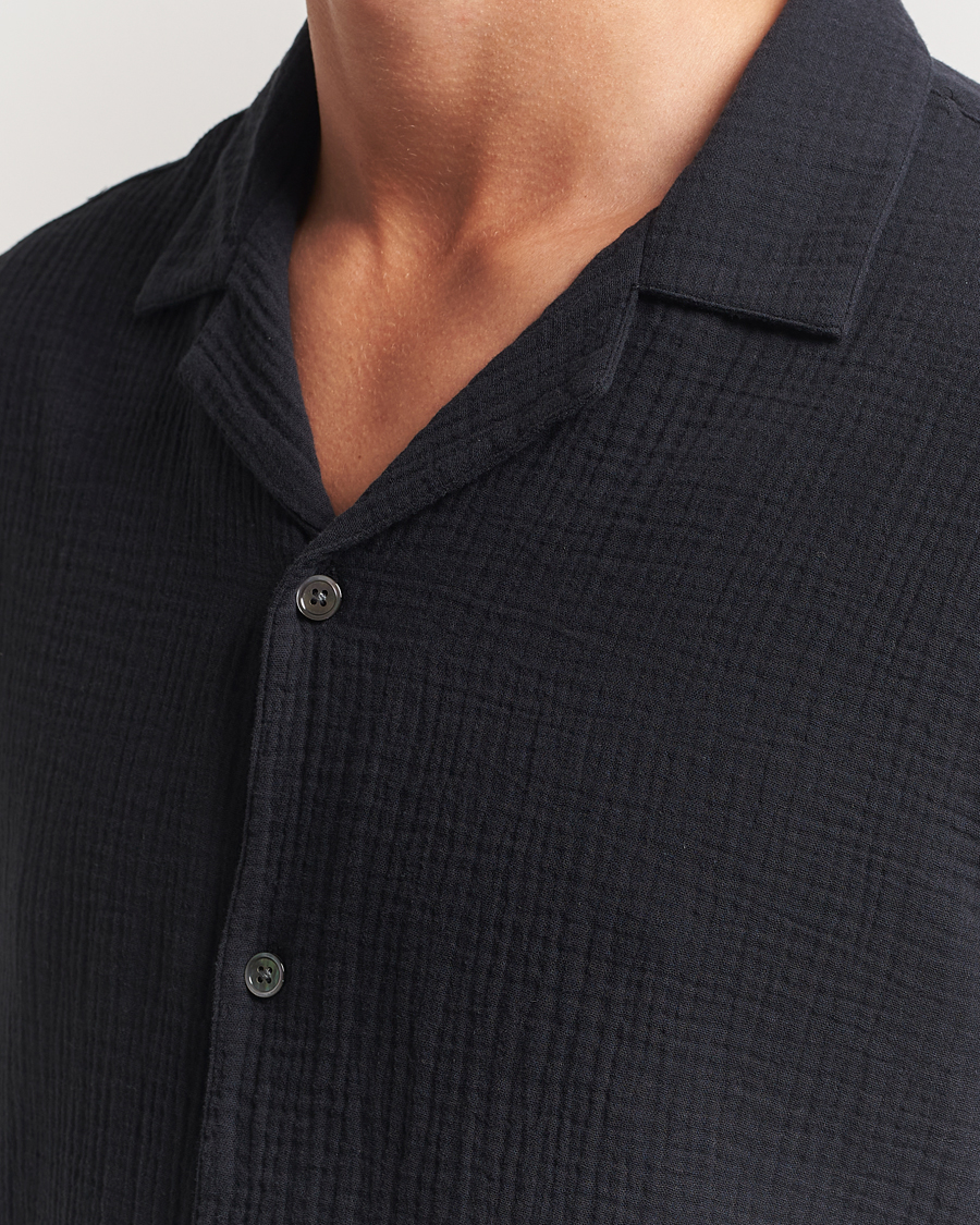 Mies | Kauluspaidat | A Day's March | Clapton Structured Cotton Shirt Off Black