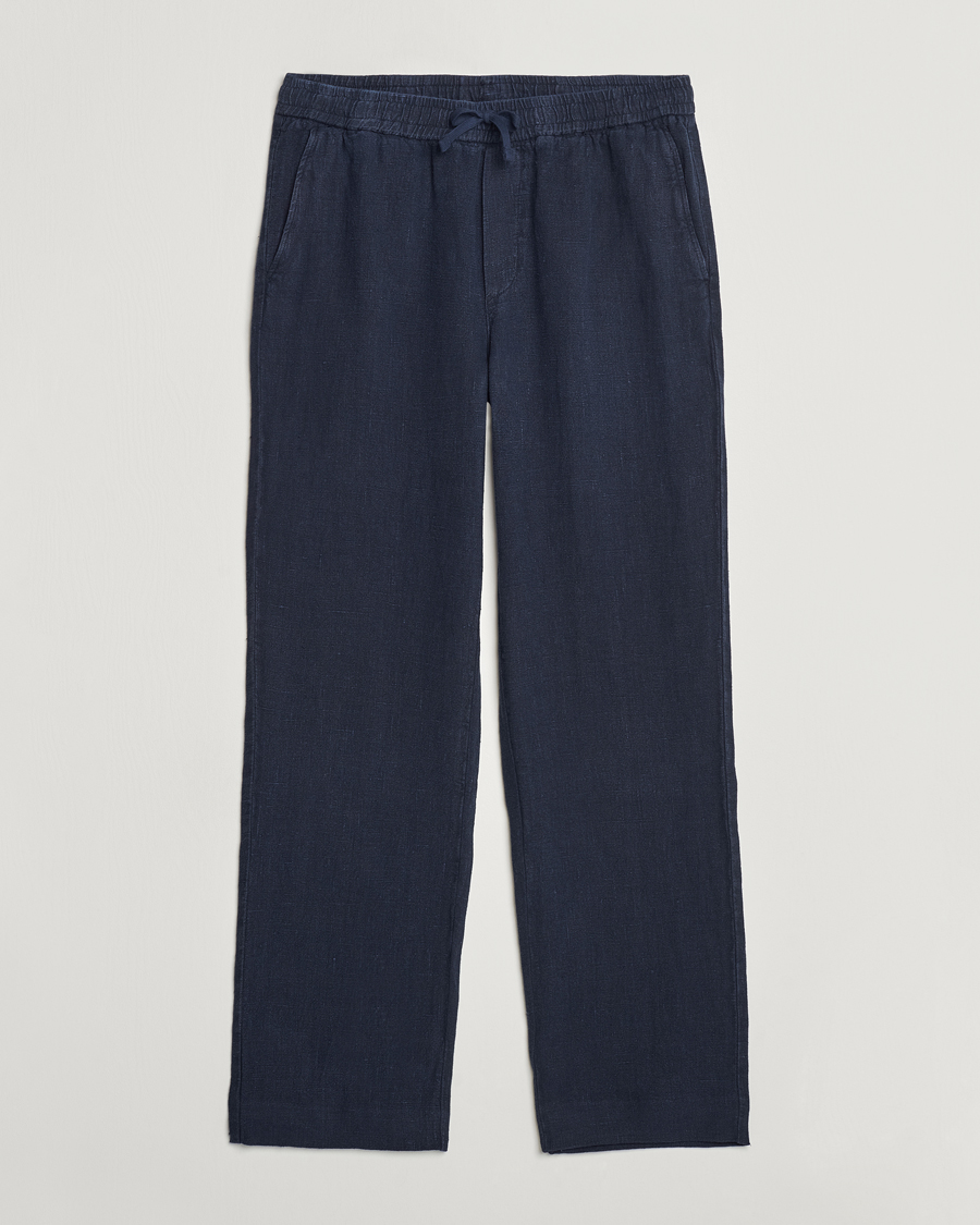 Mies | Housut | A Day's March | Tamiat Drawstring Linen Trousers Navy