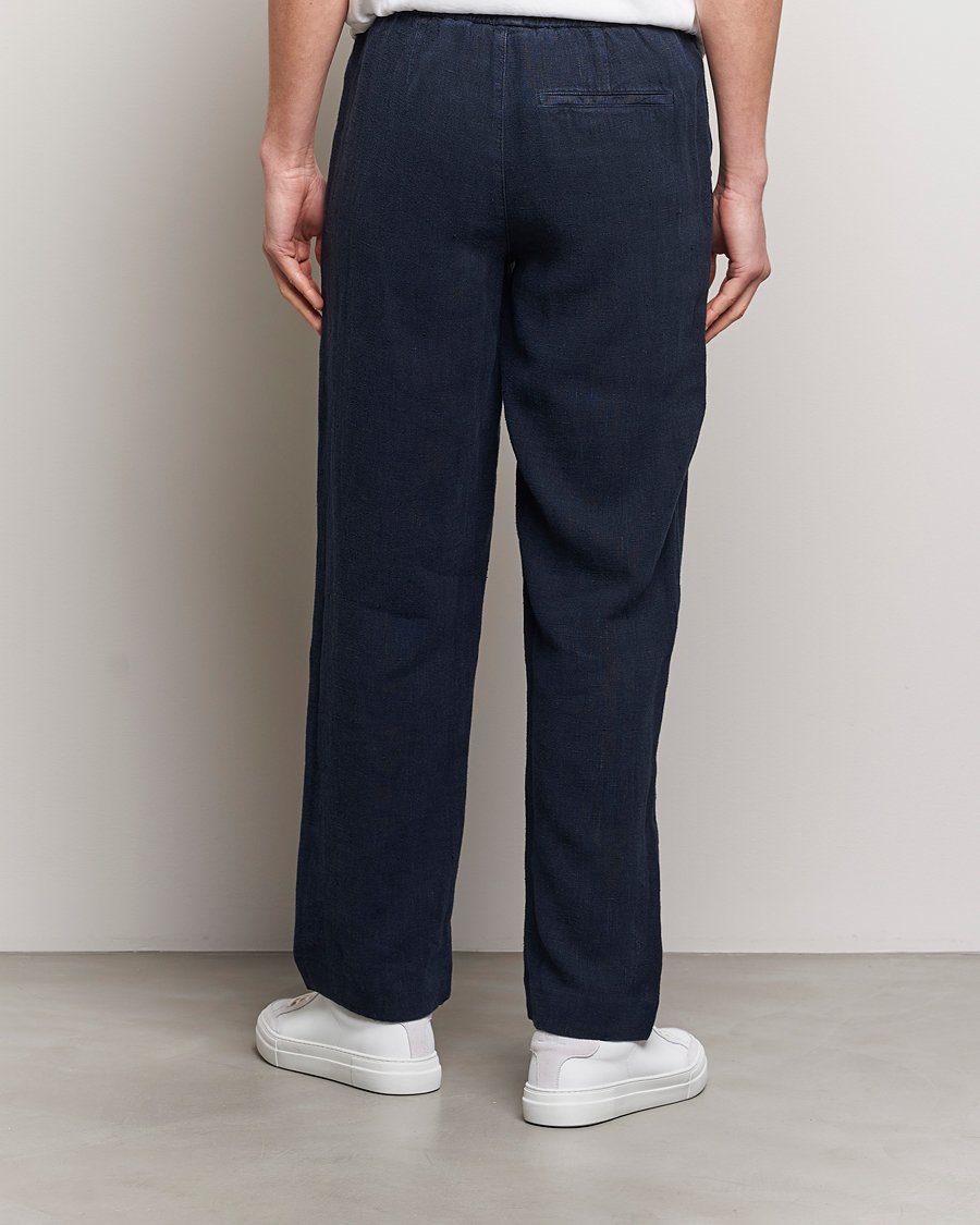 Mies | Housut | A Day's March | Tamiat Drawstring Linen Trousers Navy