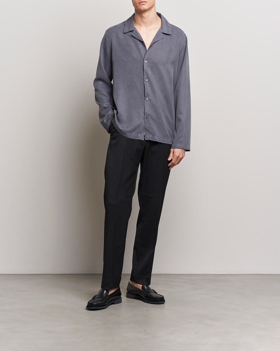 Mies | Kauluspaidat | A Day's March | Chase Camp Collar Lyocell Shirt Dark Grey