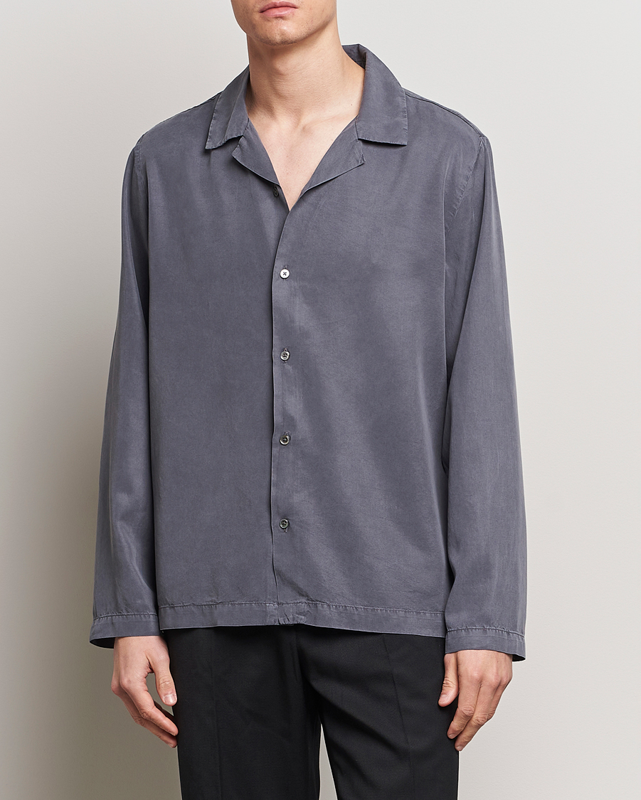 Mies | Vaatteet | A Day's March | Chase Camp Collar Lyocell Shirt Dark Grey