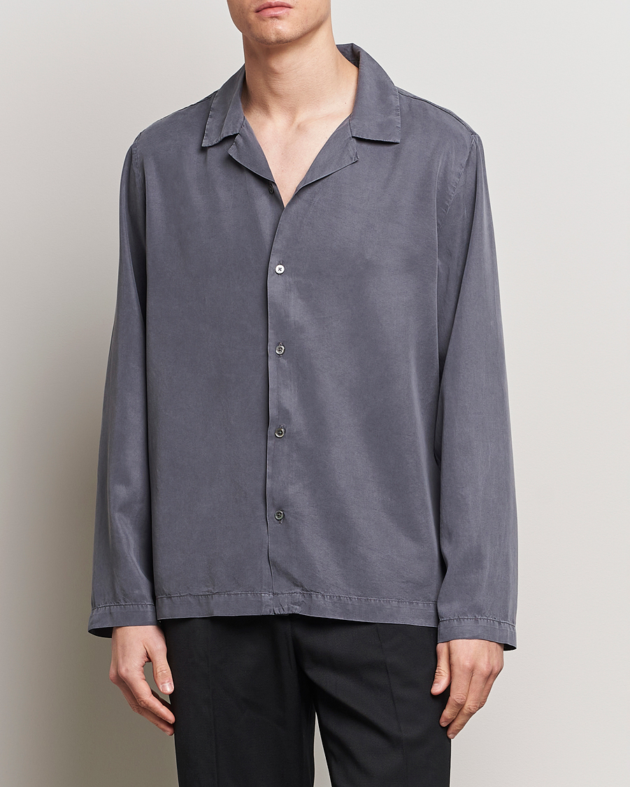 Mies | Kauluspaidat | A Day's March | Chase Camp Collar Lyocell Shirt Dark Grey