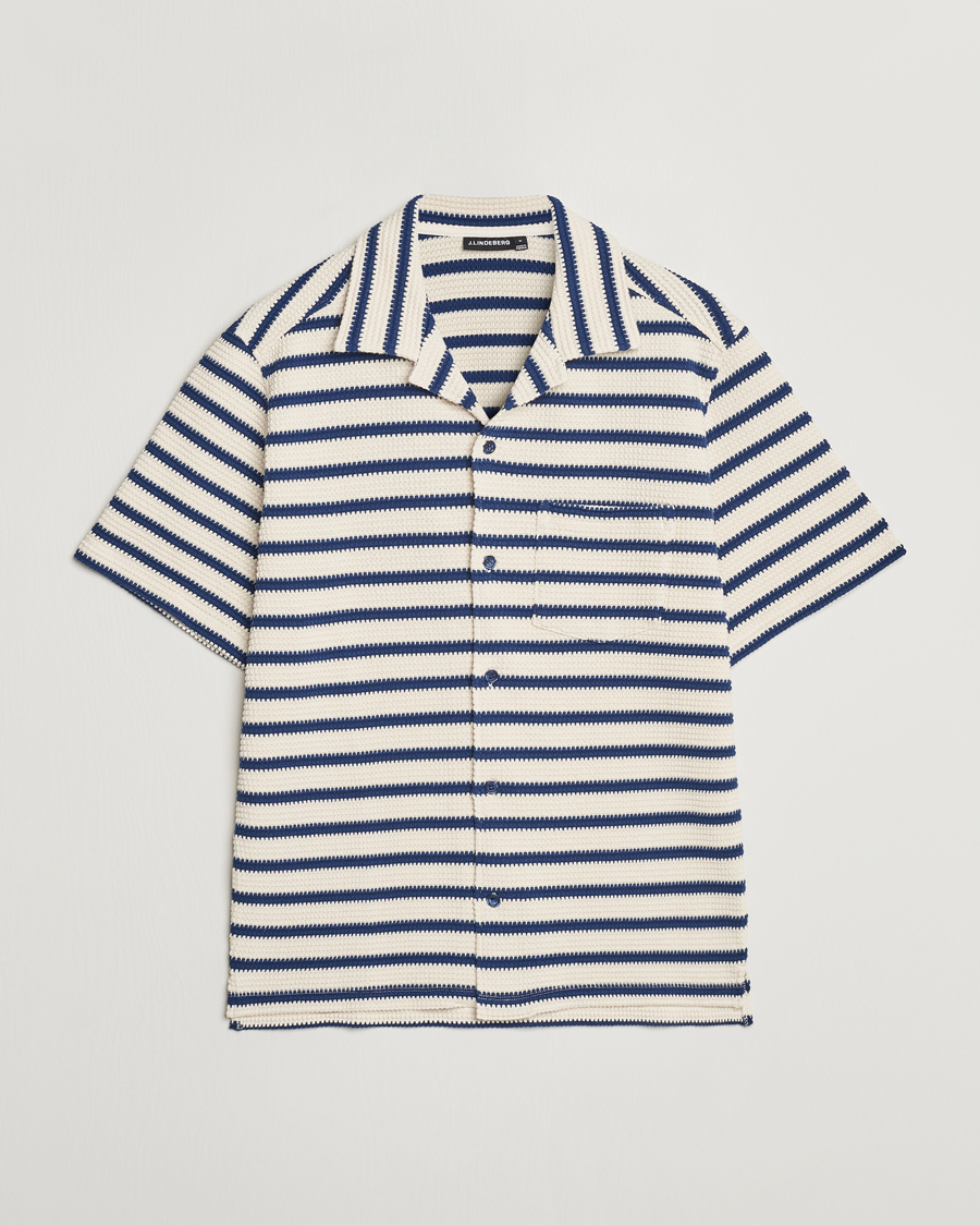 Mies | Kauluspaidat | J.Lindeberg | Tiro Resort Stripe Shirt Estate Blue