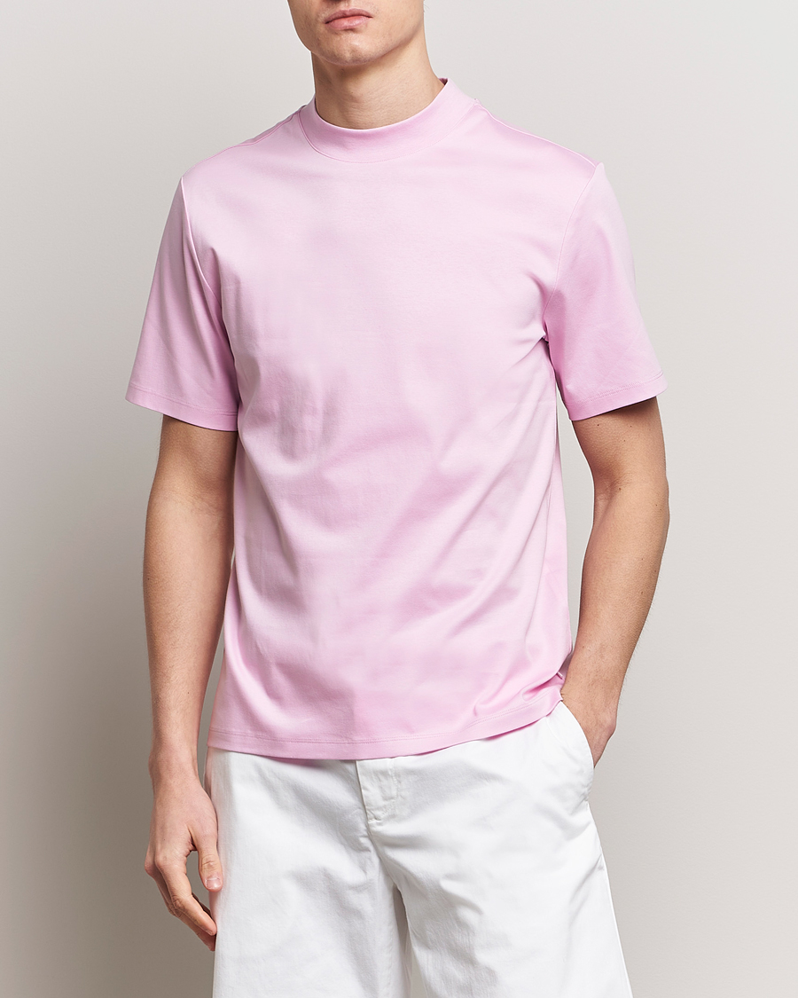 Mies | Lyhythihaiset t-paidat | J.Lindeberg | Ace Mock Neck T-Shirt Pink Lavender