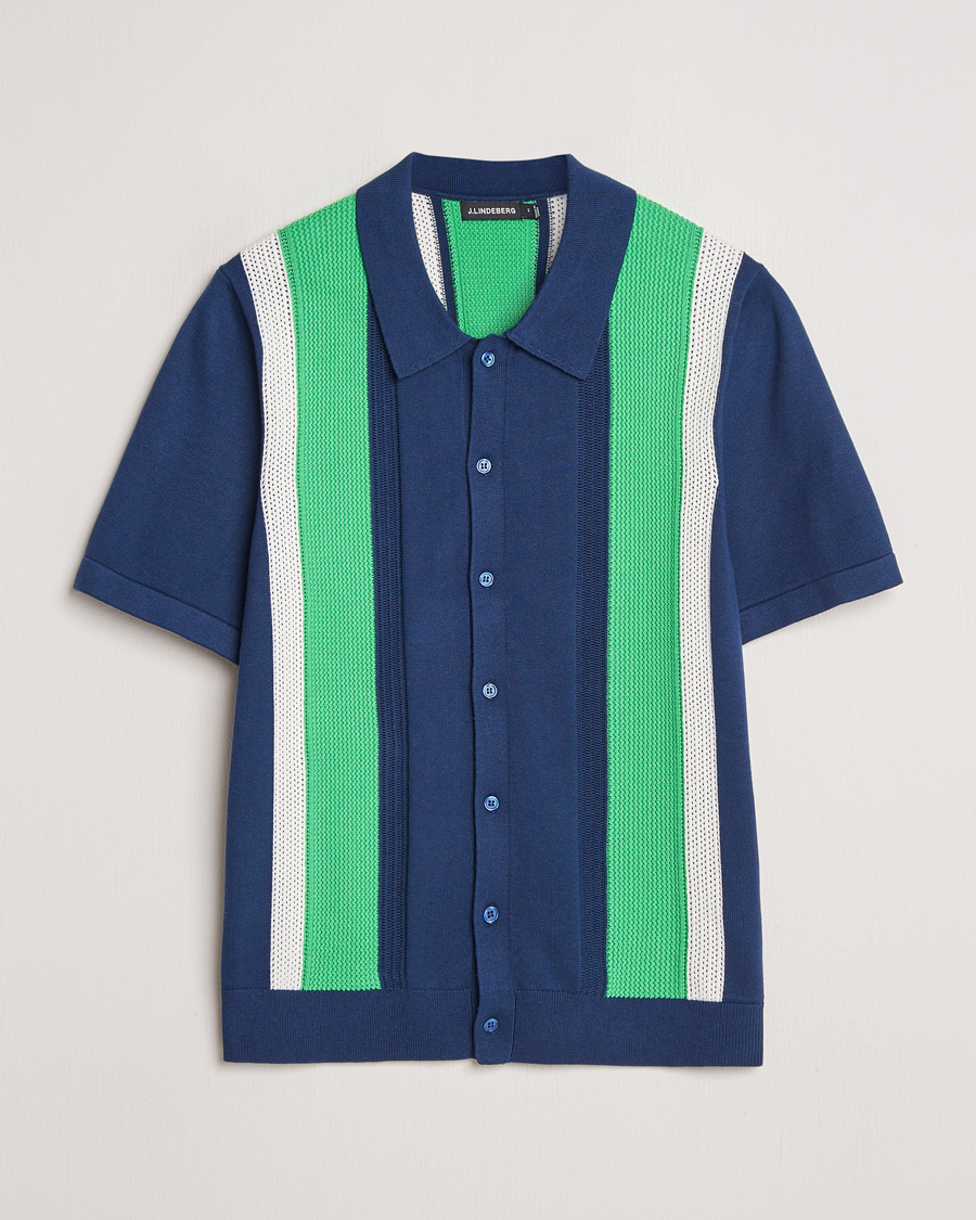 Mies | Kauluspaidat | J.Lindeberg | Reymond Structure Knit Estate Blue