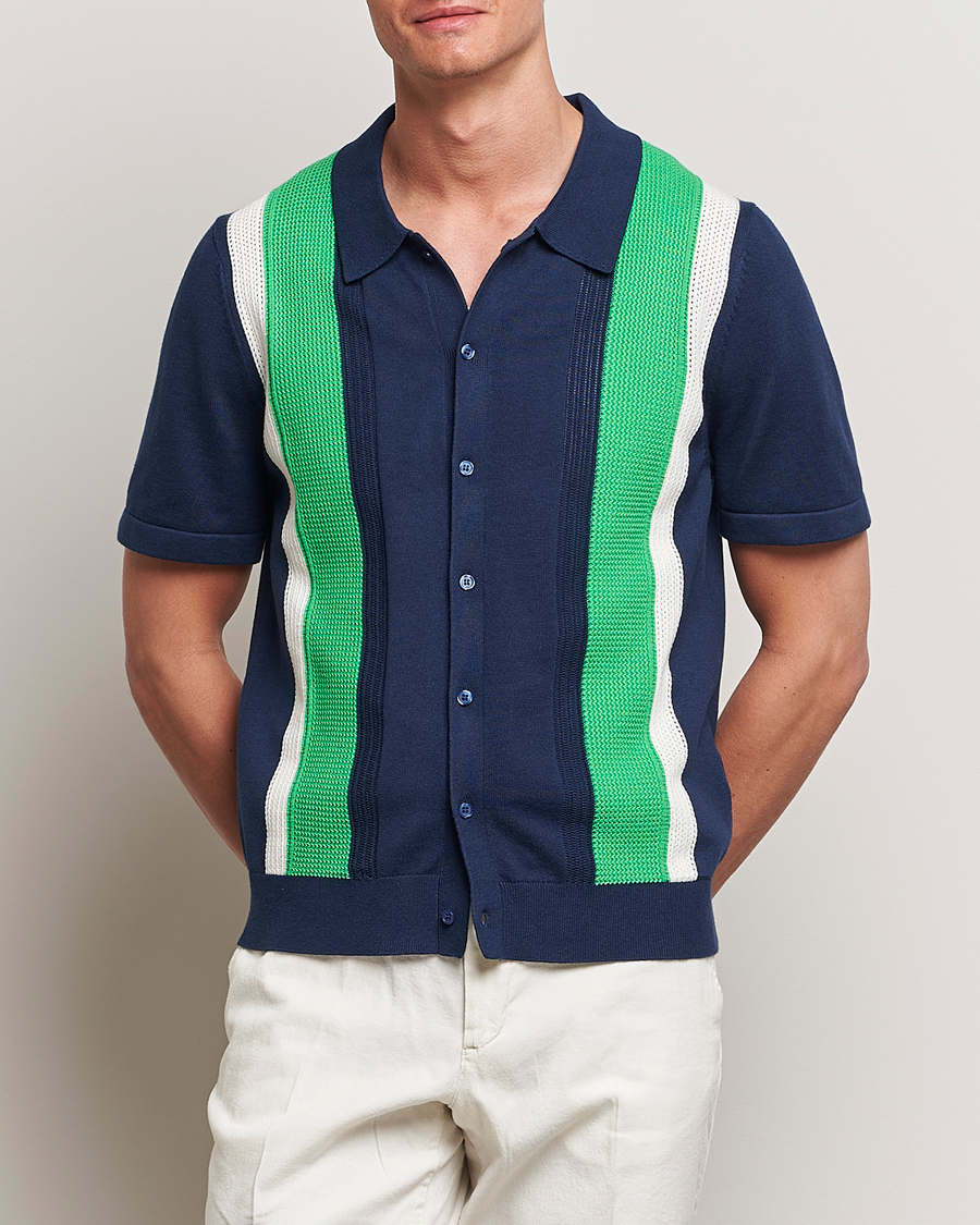 Mies | Kauluspaidat | J.Lindeberg | Reymond Structure Knit Estate Blue