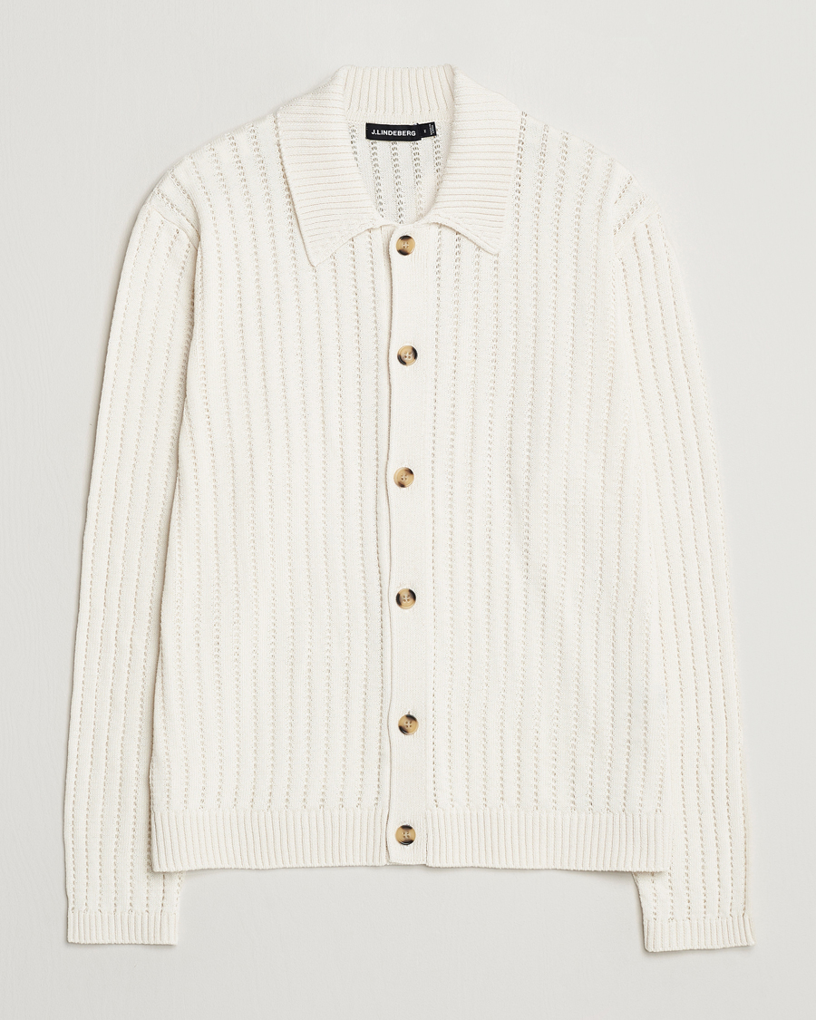Mies | Puserot | J.Lindeberg | Edmondo Collar Cardigan Cloud White