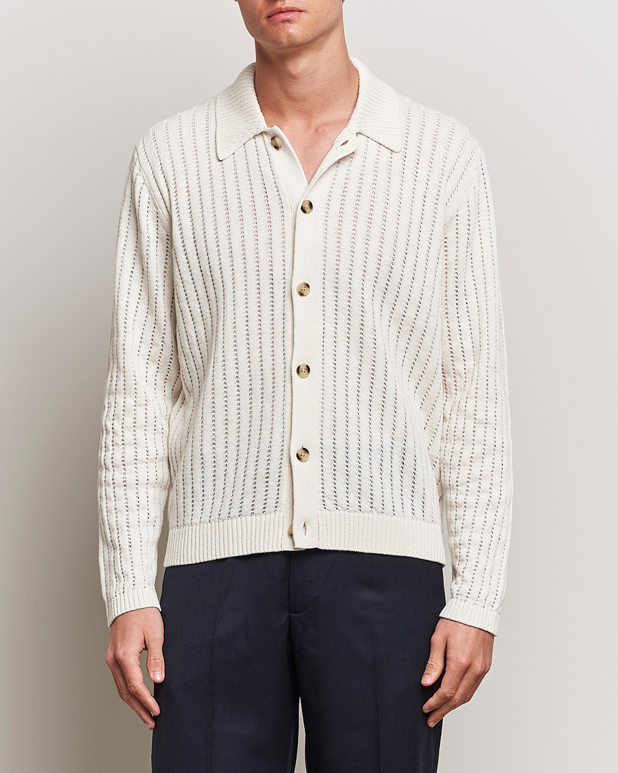 Mies | Puserot | J.Lindeberg | Edmondo Collar Cardigan Cloud White