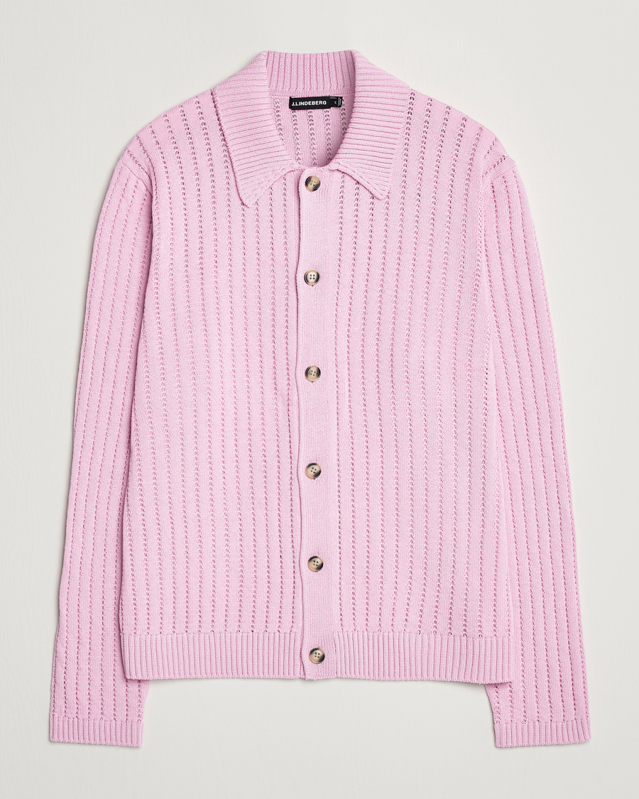 Mies | Puserot | J.Lindeberg | Edmondo Collar Cardigan Pink Lavender