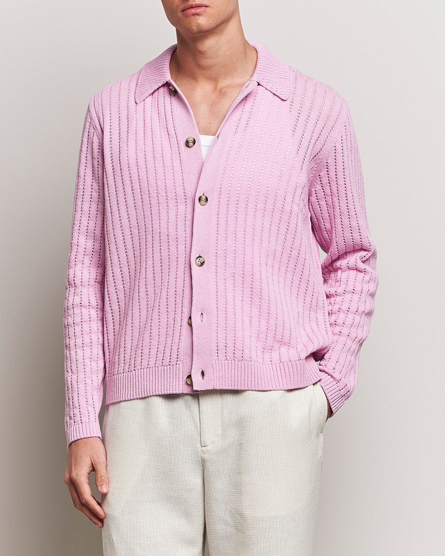 Mies | Puserot | J.Lindeberg | Edmondo Collar Cardigan Pink Lavender