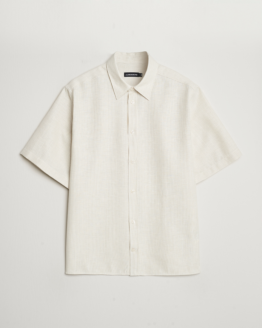 Mies | Kauluspaidat | J.Lindeberg | Lund Linen Mix Shirt Safari Beige