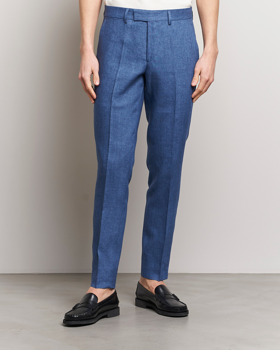 Mies | Vaatteet | J.Lindeberg | Grant Super Linen Pants Chambray Blue