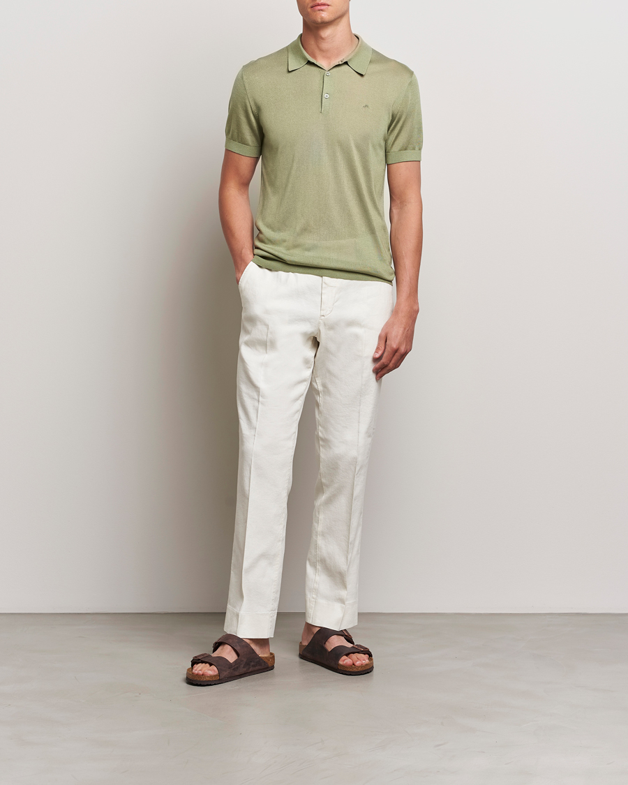 Mies | Pikeet | J.Lindeberg | Ridge Lyocell Silk Polo Oil Green