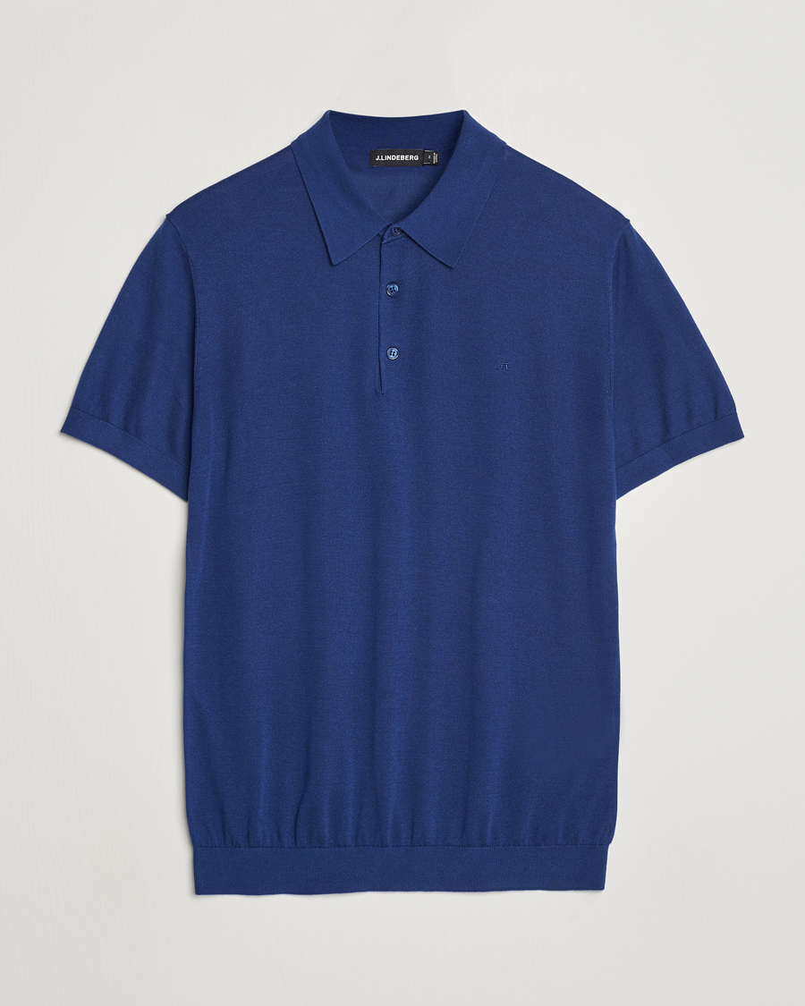 Mies | Pikeet | J.Lindeberg | Ridge Lyocell Silk Polo Estate Blue