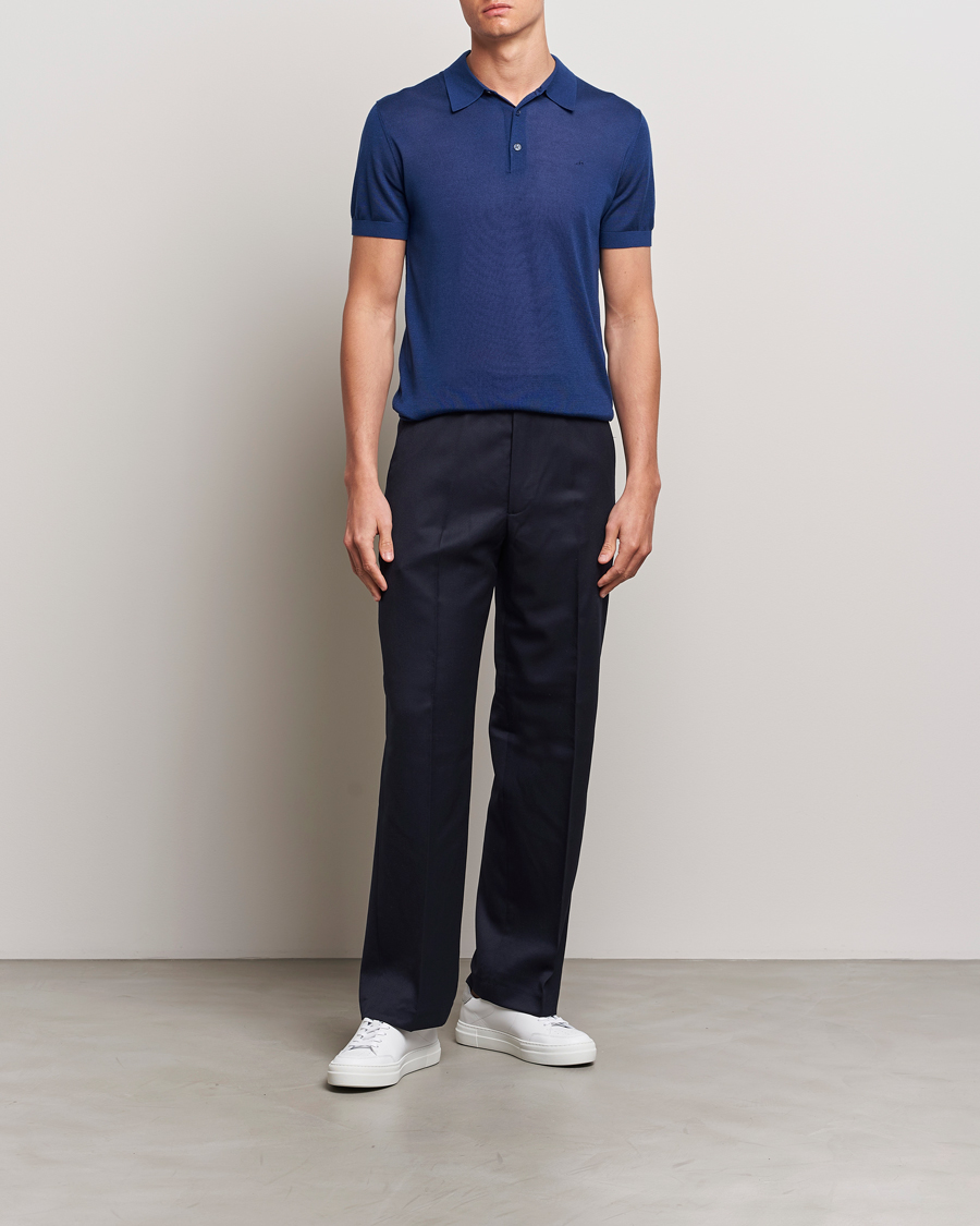 Mies | Pikeet | J.Lindeberg | Ridge Lyocell Silk Polo Estate Blue