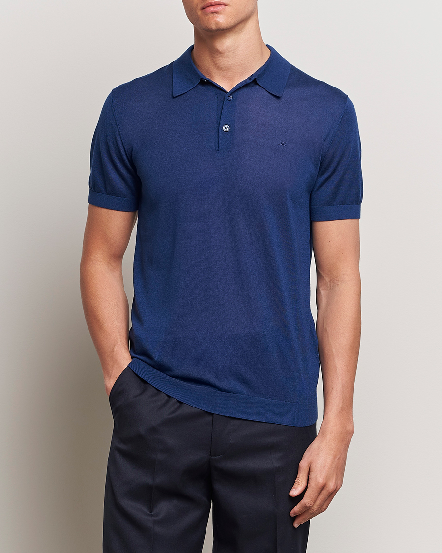 Mies | Pikeet | J.Lindeberg | Ridge Lyocell Silk Polo Estate Blue