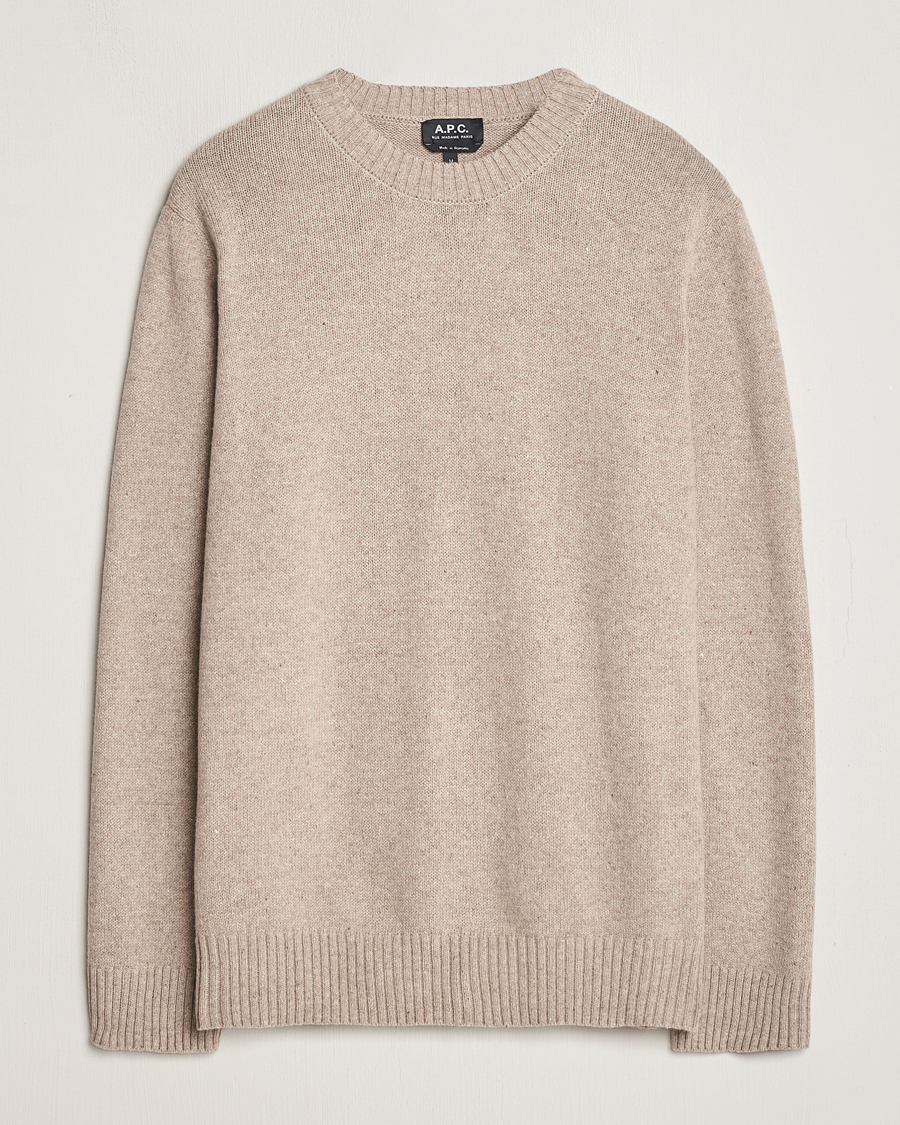Mies | Puserot | A.P.C. | Pull Lucien Wool Knitted Sweater Beige