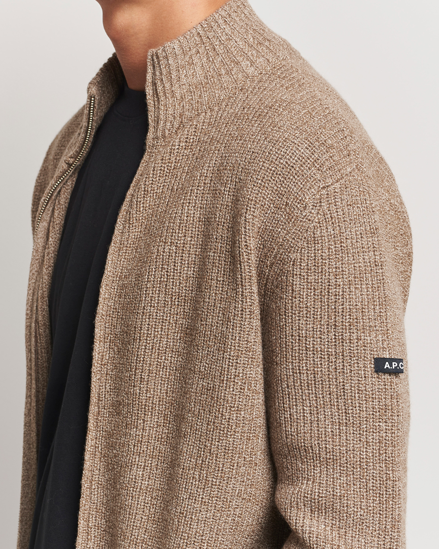 Mies | Puserot | A.P.C. | Heath Merino Wool Cardigan Marron Chine