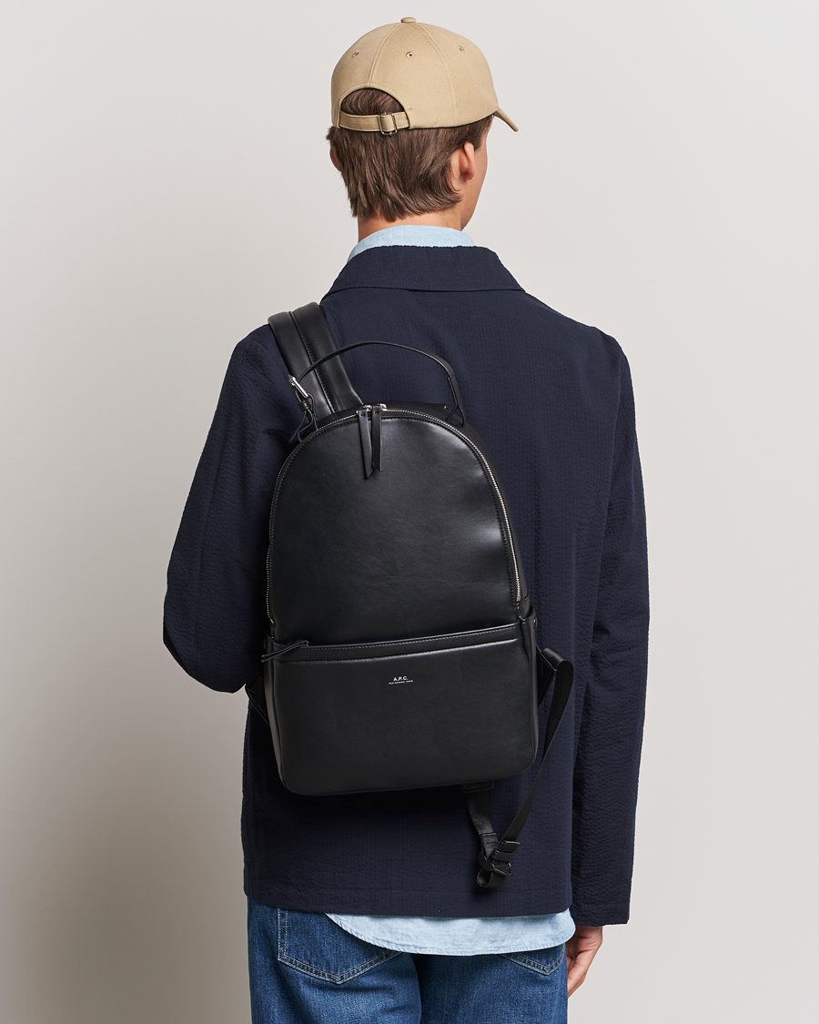 Mies | A.P.C. Sac Leather Backpack Black | A.P.C. | Sac Leather Backpack Black