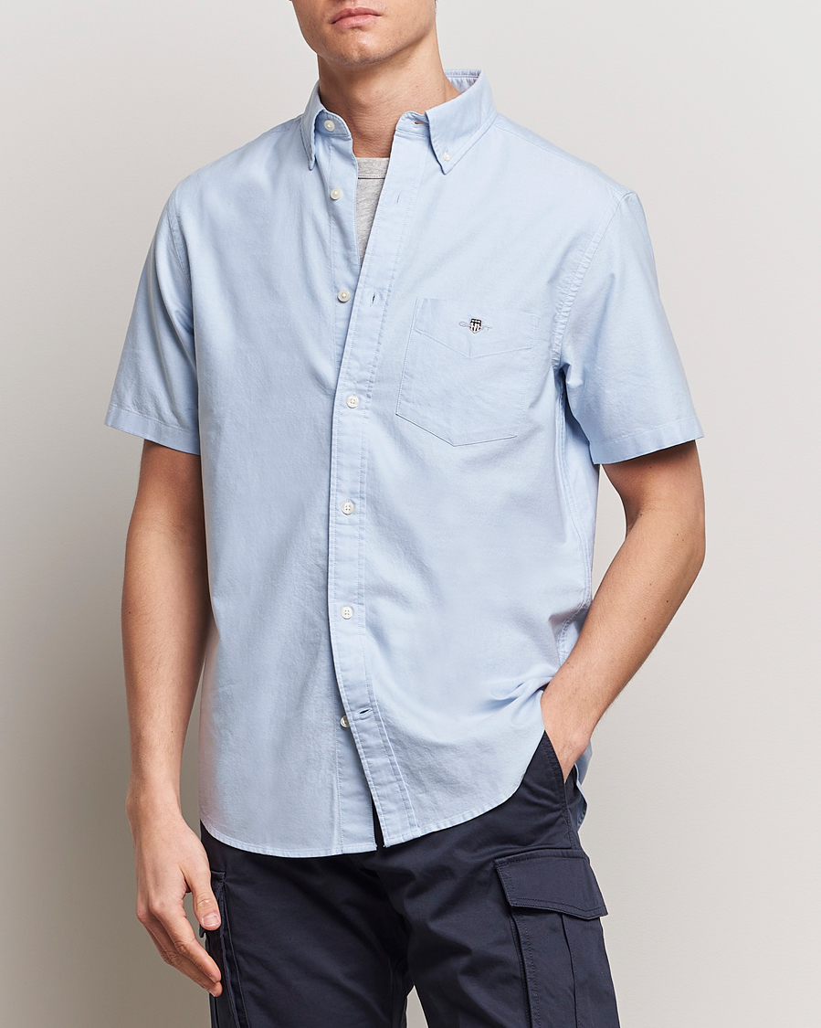 Mies | Uudet tuotekuvat | GANT | Regular Short Sleeve Oxford Shirt Light Blue
