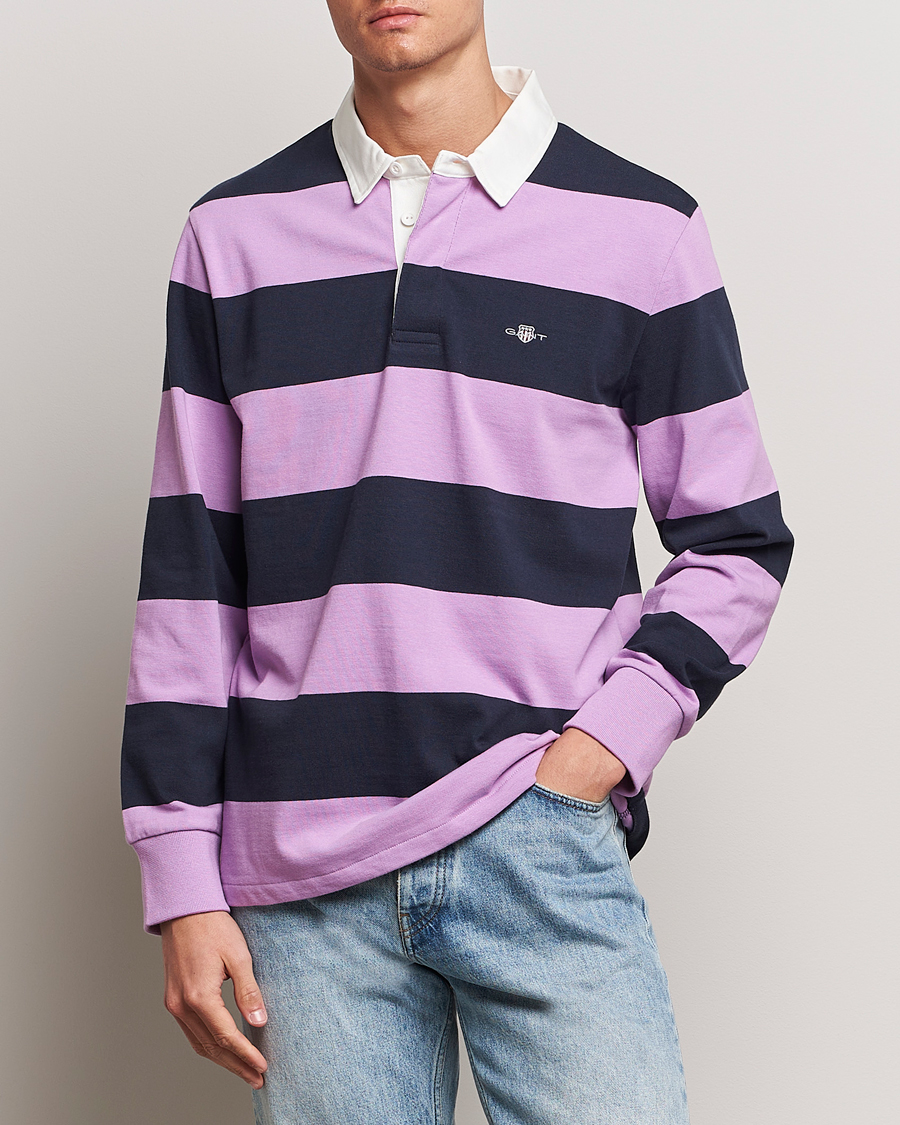 Mies | Rugby-paidat | GANT | Reg Shield Striped Heavy Rugger Orchid Lilac