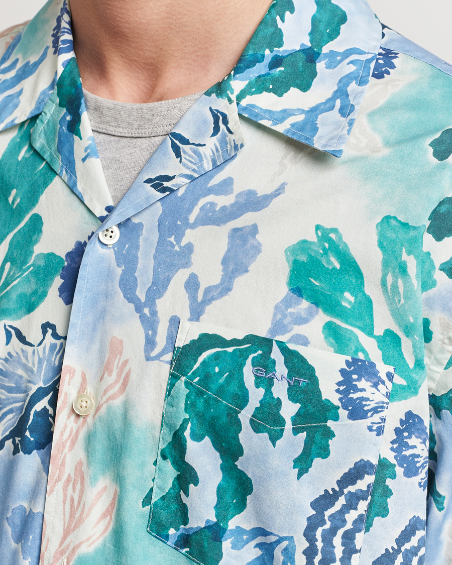 Mies | Kauluspaidat | Gant | Camp Collar Sea Print Short Sleeve Shirt Rich Blue
