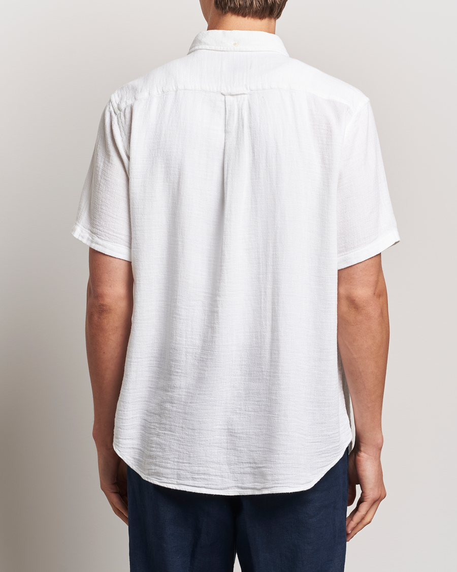 Mies | Kauluspaidat | GANT | Cotton/Linen Texture Short Sleeve Shirt White