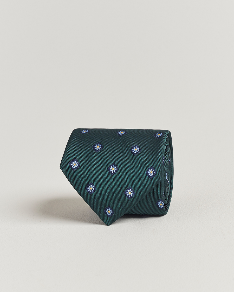 Mies | E. Marinella 3-Fold Jacquard Silk Tie Dark Green | E. Marinella | 3-Fold Jacquard Silk Tie Dark Green