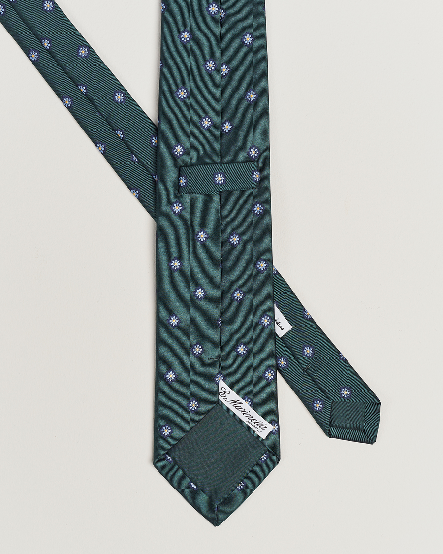 Mies | E. Marinella 3-Fold Jacquard Silk Tie Dark Green | E. Marinella | 3-Fold Jacquard Silk Tie Dark Green