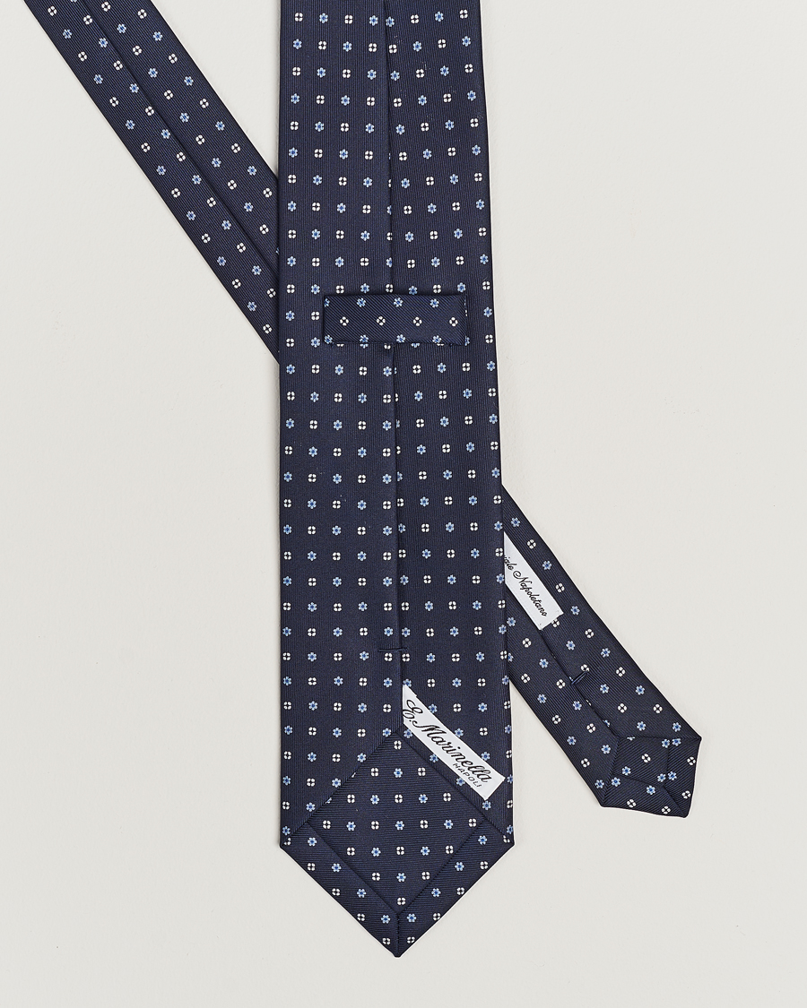 Mies |  | E. Marinella | 3-Fold Printed Silk Tie Navy