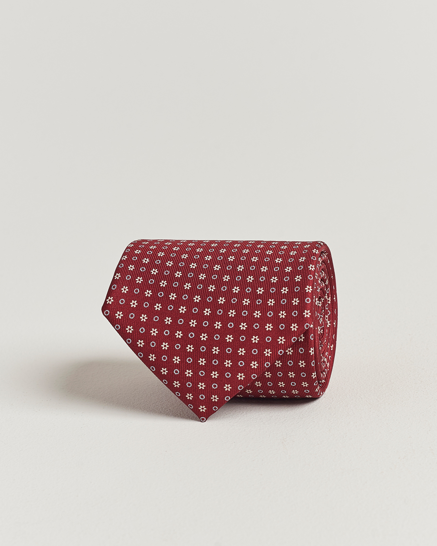 Miehet |  | E. Marinella | 3-Fold Printed Silk Tie Burgundy