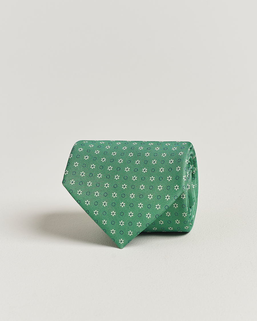 Mies | E. Marinella 3-Fold Printed Silk Tie Green | E. Marinella | 3-Fold Printed Silk Tie Green