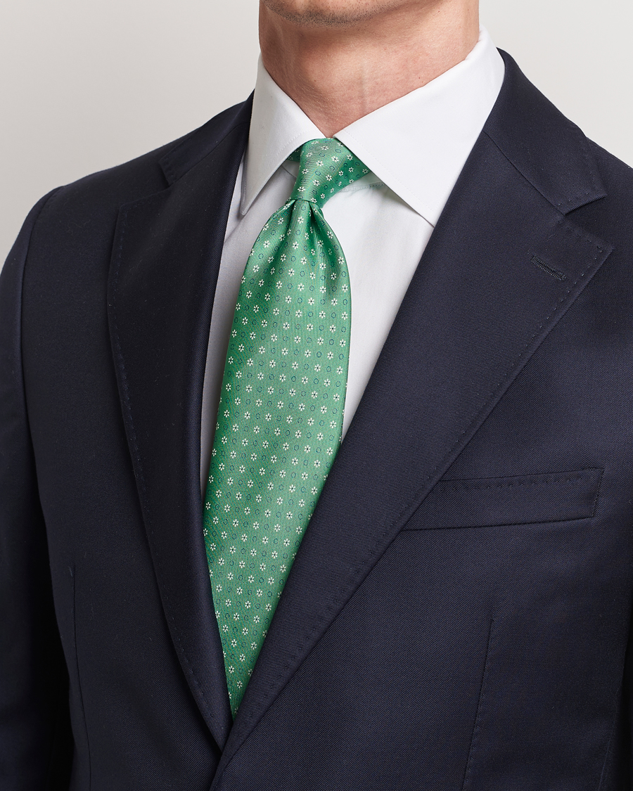 Mies | E. Marinella 3-Fold Printed Silk Tie Green | E. Marinella | 3-Fold Printed Silk Tie Green