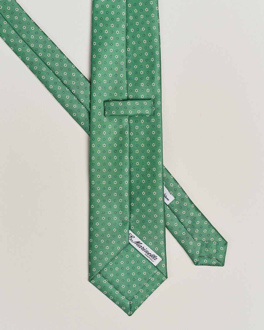 Mies | E. Marinella 3-Fold Printed Silk Tie Green | E. Marinella | 3-Fold Printed Silk Tie Green
