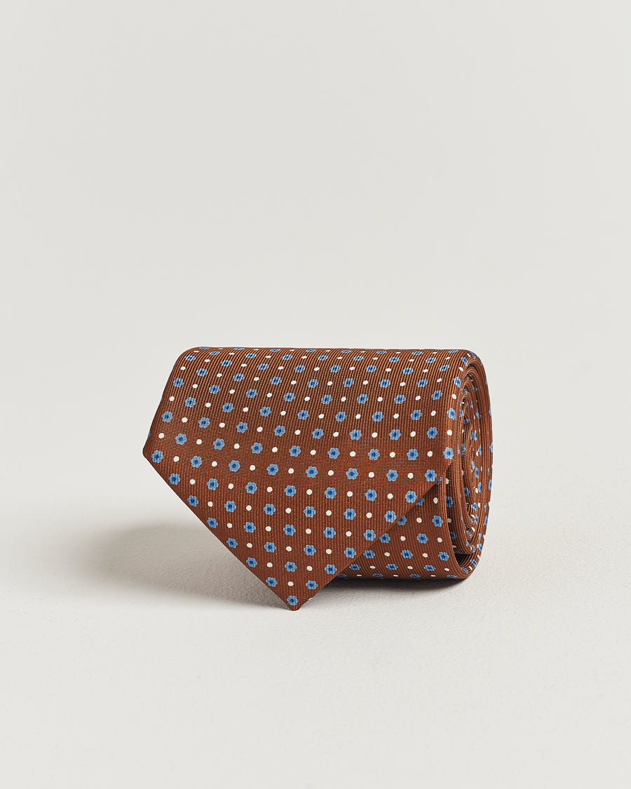 Miehet |  | E. Marinella | 3-Fold Printed Silk Tie Brown