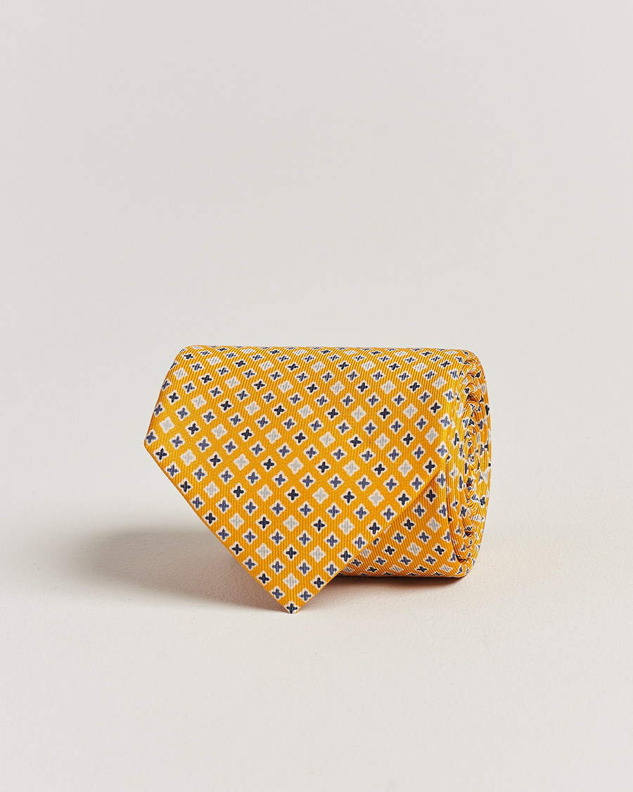 Mies | E. Marinella 3-Fold Printed Silk Tie Yellow | E. Marinella | 3-Fold Printed Silk Tie Yellow