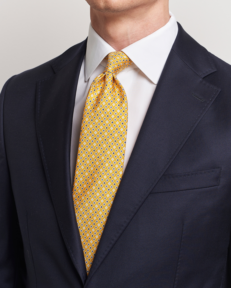 Mies | E. Marinella 3-Fold Printed Silk Tie Yellow | E. Marinella | 3-Fold Printed Silk Tie Yellow