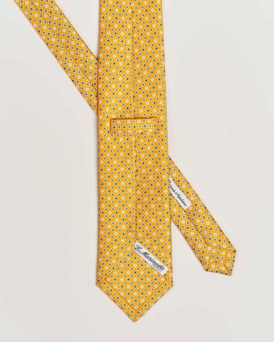 Mies | E. Marinella 3-Fold Printed Silk Tie Yellow | E. Marinella | 3-Fold Printed Silk Tie Yellow
