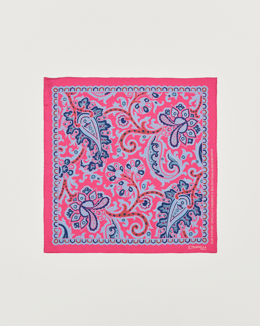Mies | E. Marinella Archive Printed Silk Pocket Square Pink | E. Marinella | Archive Printed Silk Pocket Square Pink