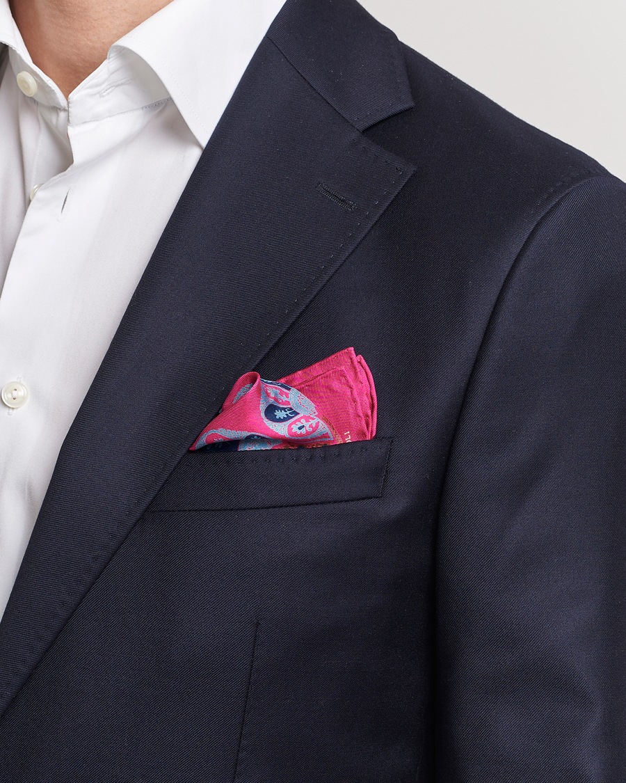 Mies | E. Marinella Archive Printed Silk Pocket Square Pink | E. Marinella | Archive Printed Silk Pocket Square Pink