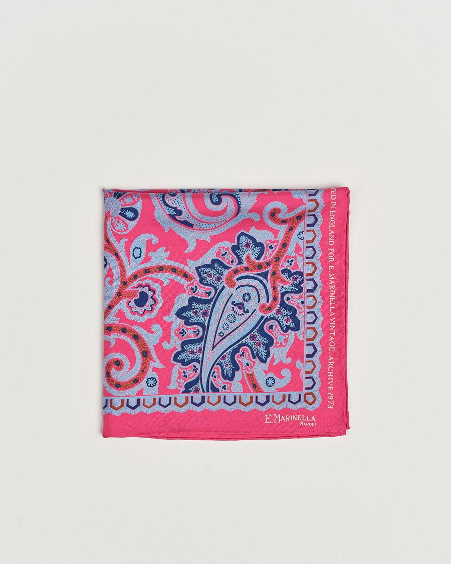 Mies | E. Marinella Archive Printed Silk Pocket Square Pink | E. Marinella | Archive Printed Silk Pocket Square Pink