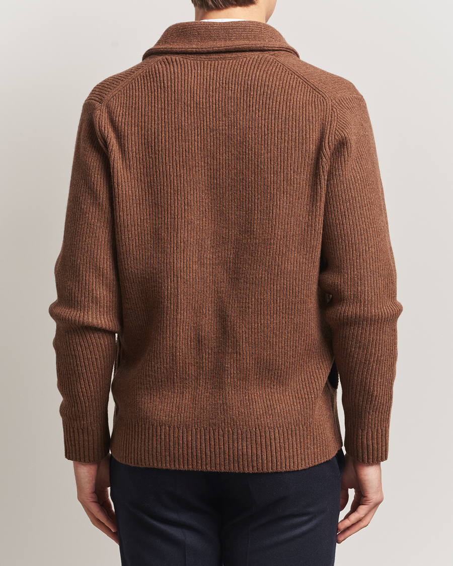 Mies | Puserot | Charles Tyrwhitt | Chunky Merino Shawl Neck Cardigan Toffee