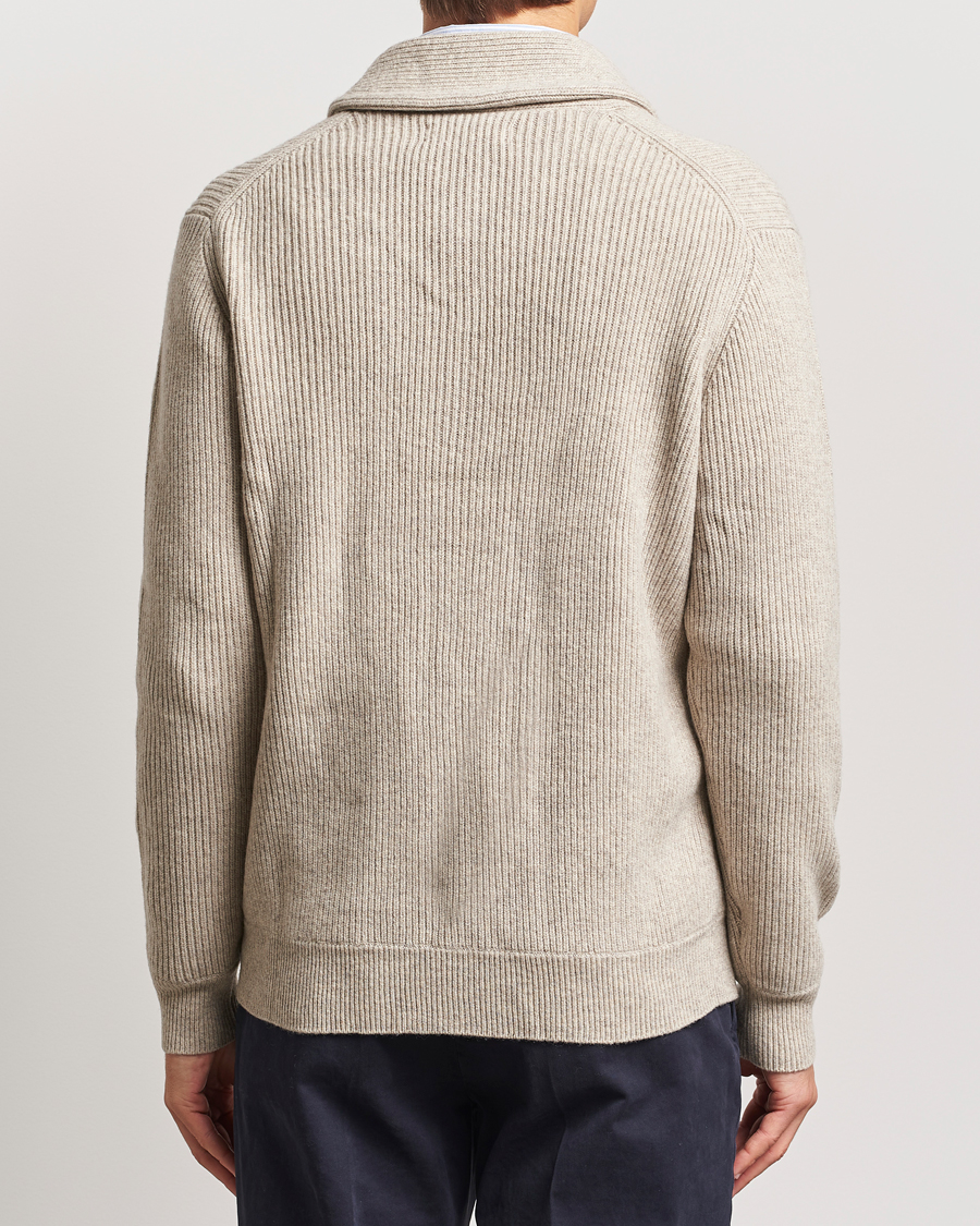 Mies | Puserot | Charles Tyrwhitt | Chunky Merino Shawl Neck Cardigan Oatmeal