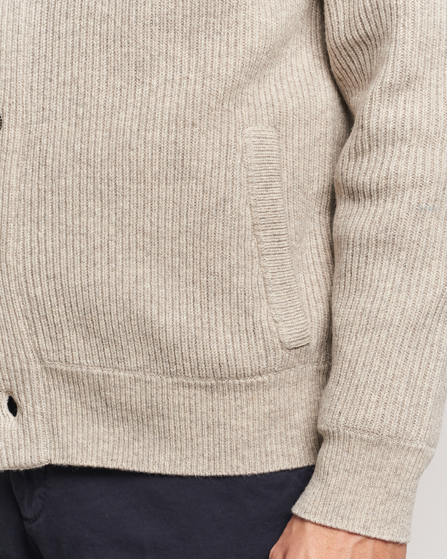 Mies | Puserot | Charles Tyrwhitt | Chunky Merino Shawl Neck Cardigan Oatmeal