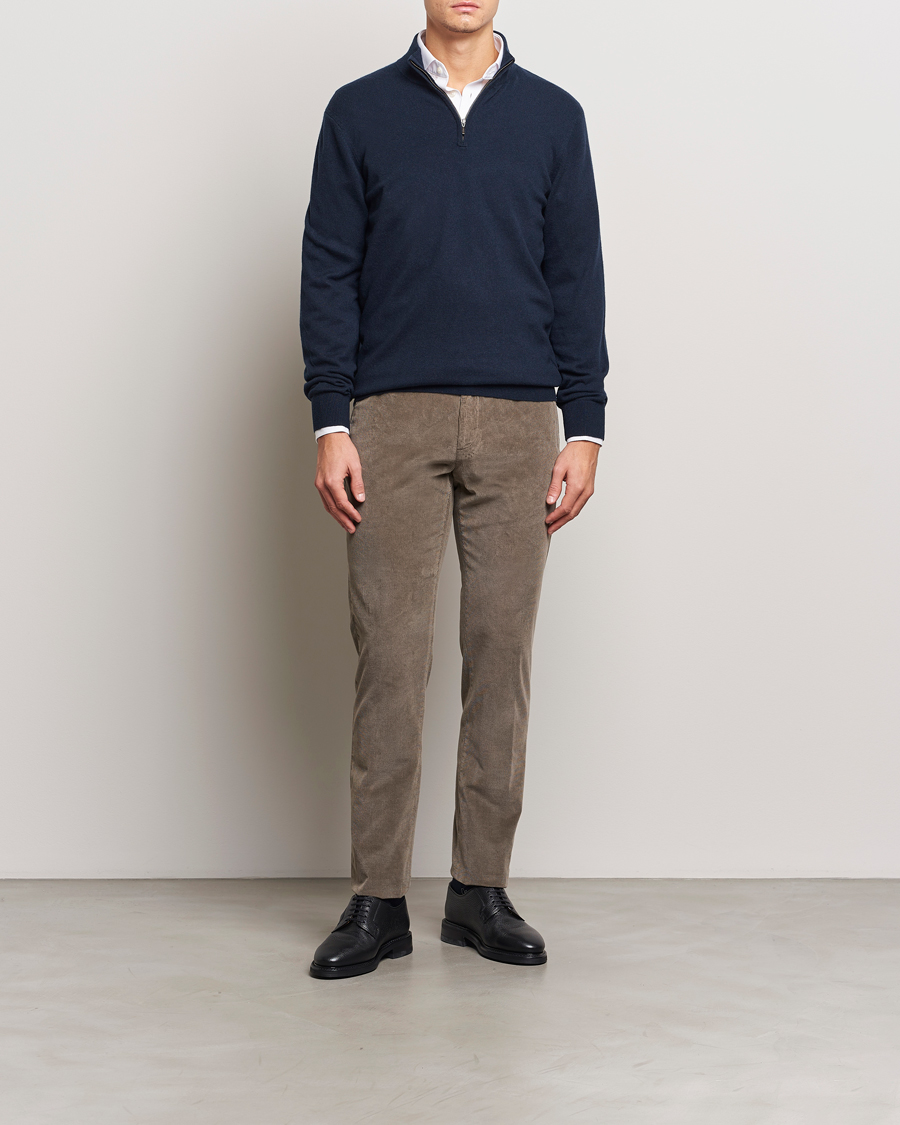 Mies | Puserot | Charles Tyrwhitt | Pure Cashmere Zip Neck Jumper Navy